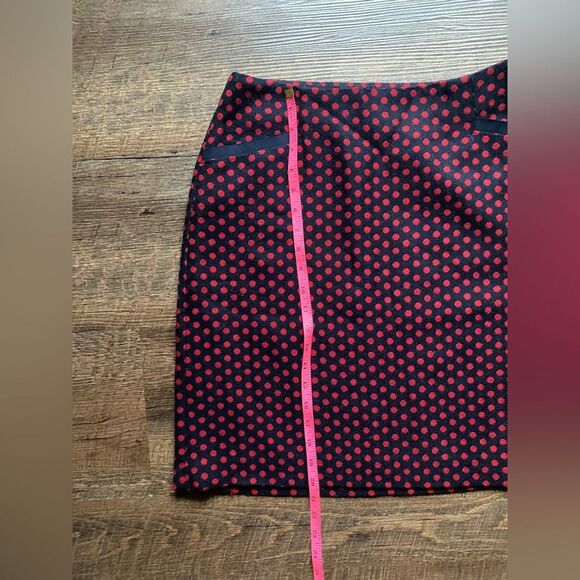 TALBOTS polka dot Pencil Skirt Red navy blue wool blend preppy cute sz 8 EUC - Picture 6 of 14